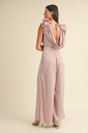 Floral Elegance Satin Jumpsuit