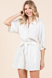 Elegant White Tie Waist Romper