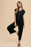 Black Chic Button Detail Jumpsuit