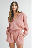 Dusty Mauve French Terry Hooded Romper