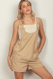 Taupe Adjustable Waist Suspender Overall Romper