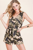 Casual Cool Camo V-Neck Terry Romper