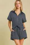 Playful Stripe Half-Zip Romper